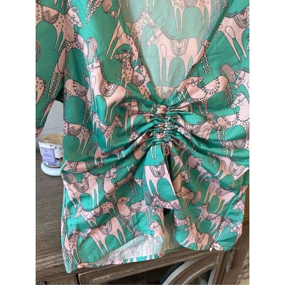 Zero Degrees Celsius Top Green Pink Size Small - Picture 4 of 9